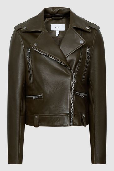 Hunter green moto jacket outlet