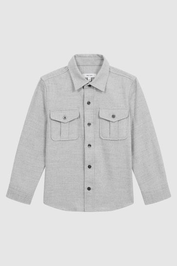 Buy Reiss Grey Chase Junior Brushed Twin Pocket Overshirt from