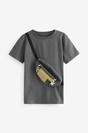 Charcoal Grey Bag Pocket Short Sleeve T-Shirt (3-12yrs)