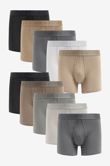 Grey/Neutral 10 pack A-Front Boxers