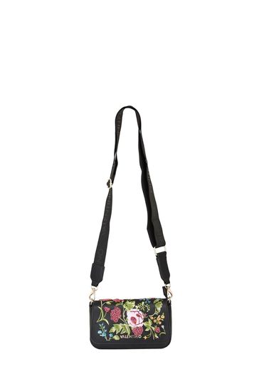 Valentino Bags Black Flor Floral Embellished Cross Body Bag