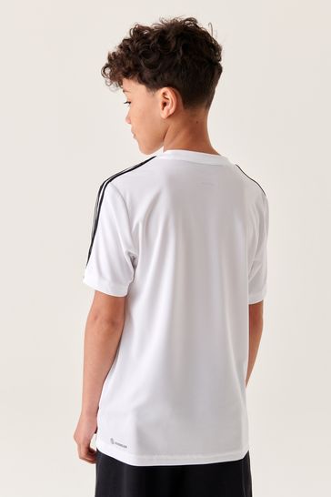 Adidas t shirt 3 stripes white hot sale