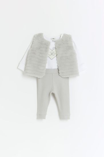 River island on sale grey fur gilet