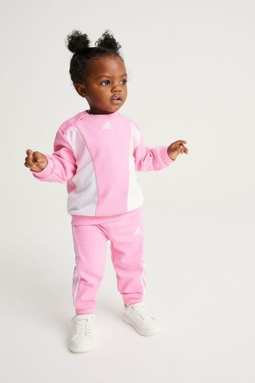 adidas Pink Infant Colourblock French Terry Joggers