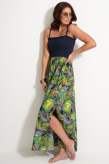 Black tropical dress best sale