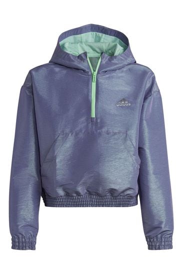 adidas Purple Junior Dance Loose Fit Woven Half-Zip Hooded Track Top