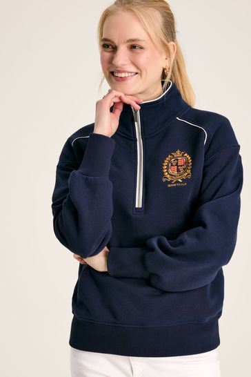 Joules Official Badminton Navy Unisex Quarter Zip Sweatshirt