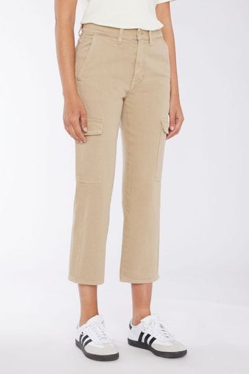 7 For All Mankind Cream Cargo Logan Straight Jeans