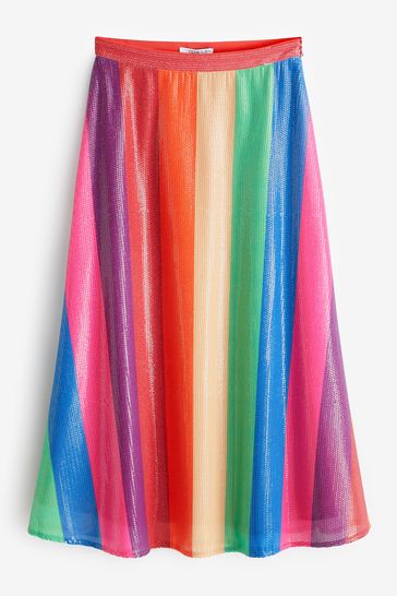 Midi sequin top stripe skirt