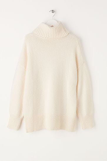 Beige roll neck jumper hot sale