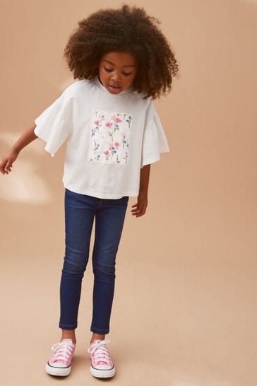 white t shirt frill sleeve