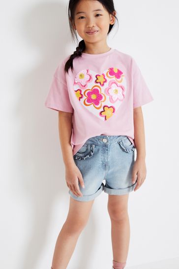 Denim frill shorts sale