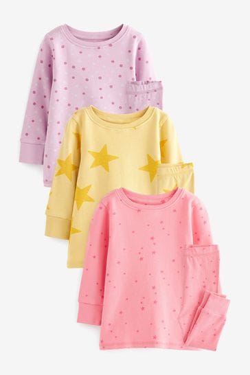 Pink/Purple Star 3 pack snuggle pyjama (9mths-16yrs)