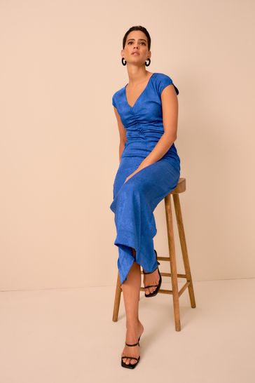Ruched jacquard midi dress outlet