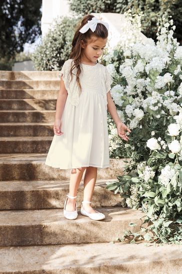 Buy Ivory Cream Beaded Chiffon Bridesmaid Dress 3 16yrs from