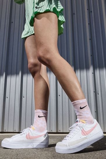 Buy Nike White Pink Blazer Low Platform Trainers from Next Ireland