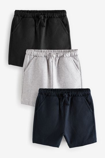 Black/Grey/Navy Blue Jersey Shorts 3 Pack (3mths-7yrs)
