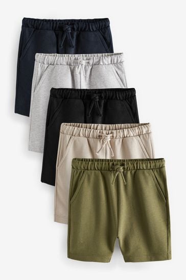 Pack de 5 de pantalones cortos de punto en color verde caqui/gris/negro (3meses a7años)