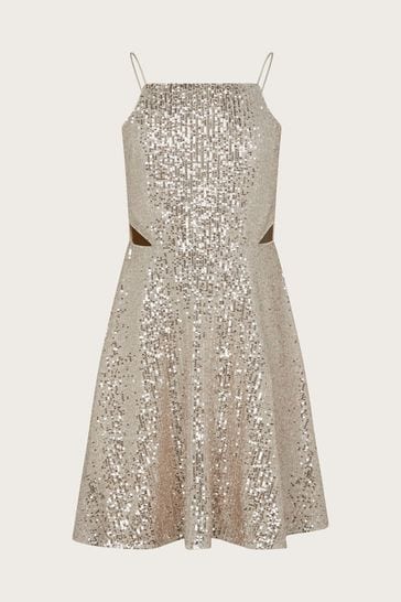 Monsoon Natural Charlotte Sequin Dress