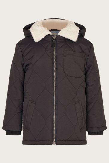 Mens black borg coat top