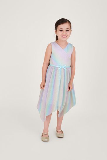 Monsoon Purple Multi Rainbow Plisse Dress