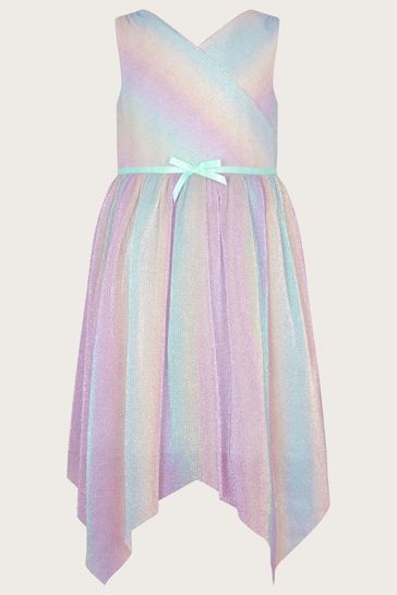 Monsoon Purple Multi Rainbow Plisse Dress