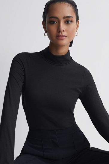 Buy Reiss Black Piper Fitted Roll Neck T Shirt from Next Hungary