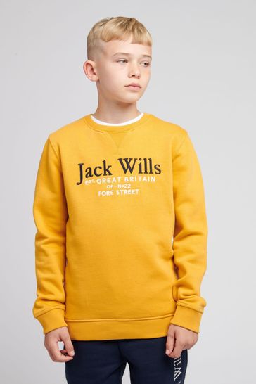 Jack Wills Yellow Script Crew Sweatshirt
