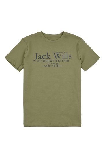 Jack Wills Khaki Green Script T-Shirt