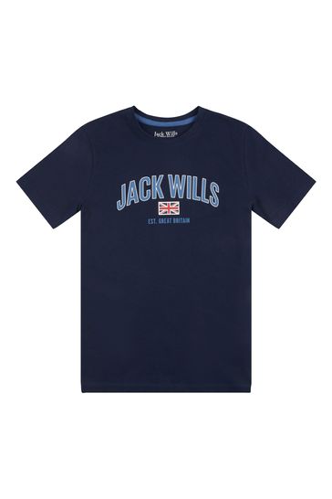 Jack Wills Navy Blue Flag Drop Shoulder T-Shirt