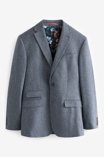 Buy Navy Blue Regular Fit Nova Fides Wool Herringbone Suit Jacket from Next Lithuania