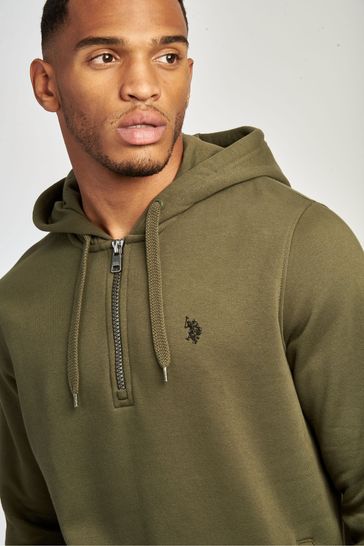 Buy U.S. Polo Assn. Mens Forest Night Quarter Zip BB Hoodie from