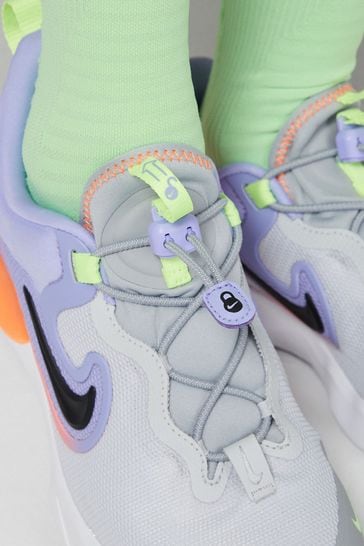 Buy Nike Grey Purple Orange Run Flow Easy On Youth Trainers from