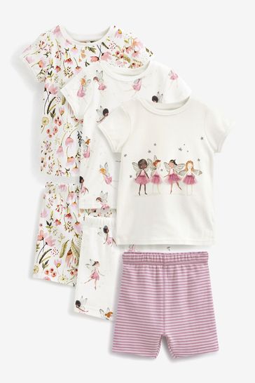 White/Pink Fairy Short Pyjamas 3 Pack (3-16yrs)