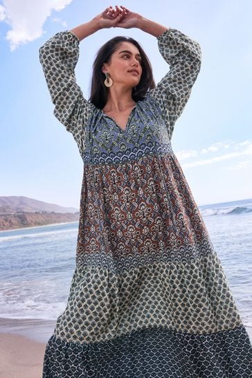 Long sleeve midi summer dress top