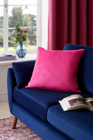 Bright pink velvet cushion shop