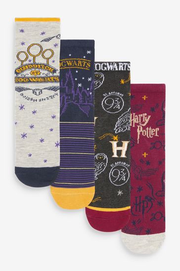 Harry Potter Grey/Navy Blue Ankle Socks 4 Pack