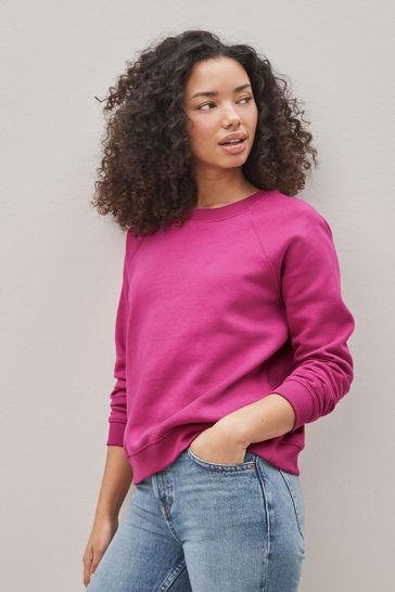 Fuschia Pink Essentials Cotton Jersey Sweatshirt