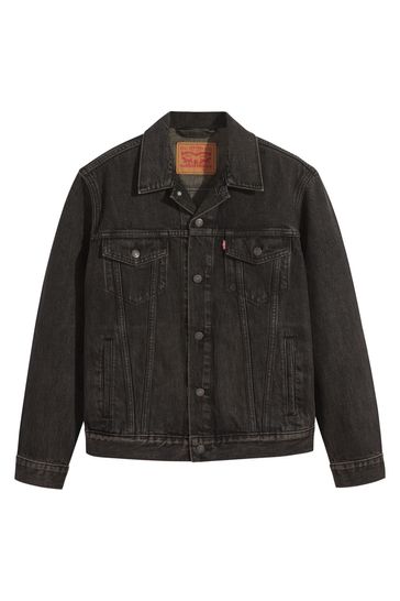 Mens black sales levis denim jacket