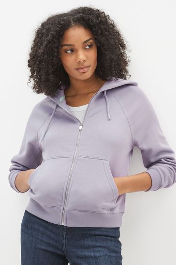 Lilac Purple Basic Zip Through Hoodie