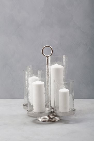 Fifty Five South Silver Glass Candle Holder
