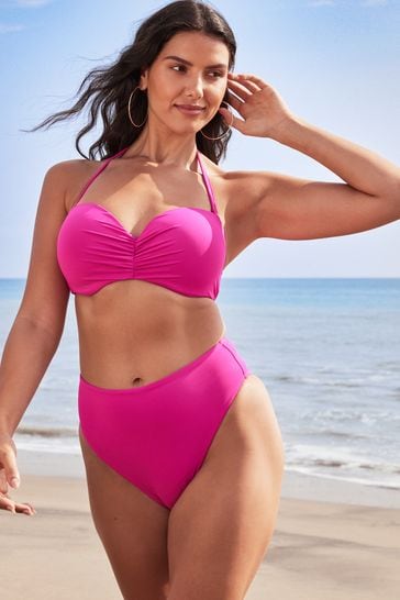 Pink High Waist Bikini Bottoms