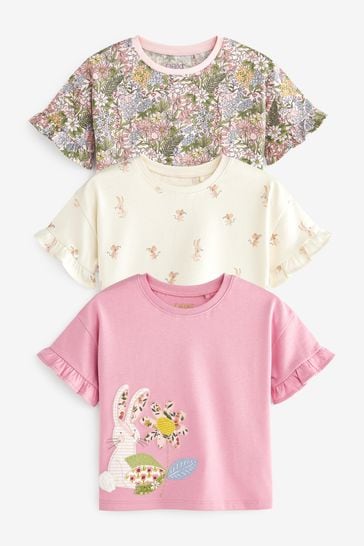 Mid Pink Bunny T-Shirts 3 Pack (3mths-7yrs)