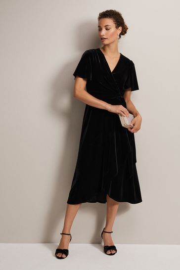 Phase eight black velvet dress top