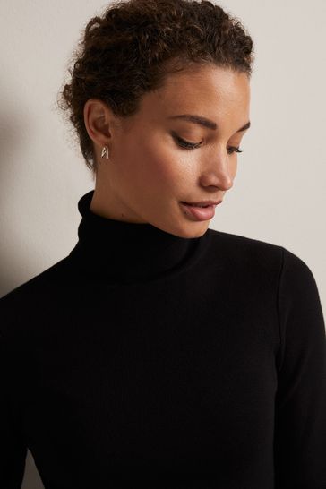 Black fine knit outlet polo neck