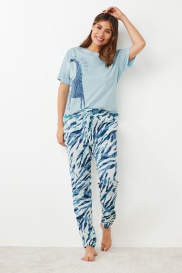 Blue Zebra Cotton Pyjamas