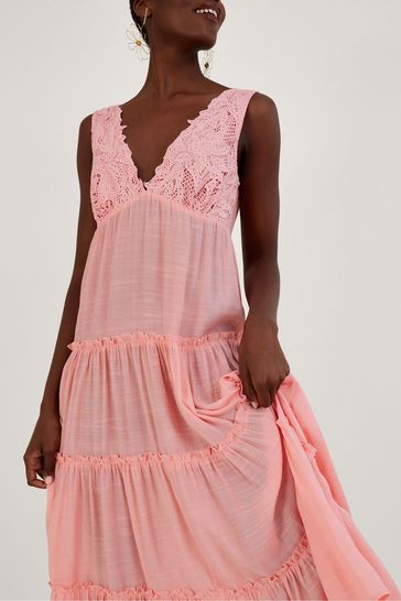 Buy Monsoon Orange Lace Trim Bodice Beach Maxi Dress from Next