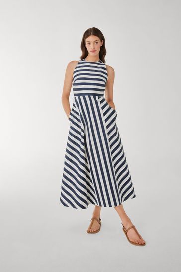 Blue dress with on sale white stripe on side