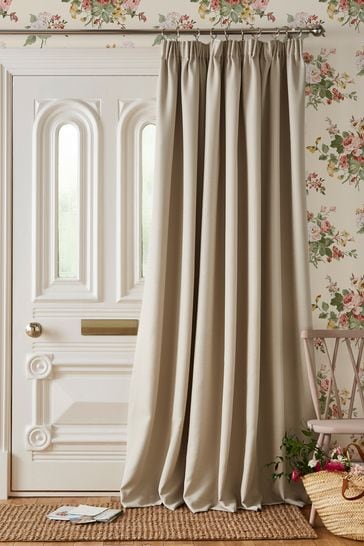 Laura Ashley Natural Stephanie Thermal Lining Door  Pencil Pleat Curtain