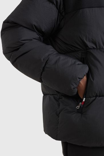 Black puffer jacket mens no hood top